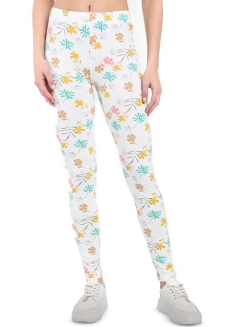 ONE SKY Floral Printed Ankle Length Slip-On Leggings