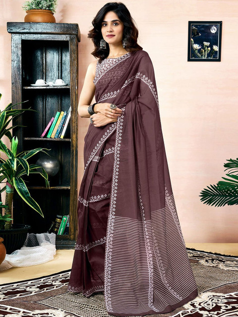 SANISA Floral Printed Ready To Wear Saree With Unstiched Blouse