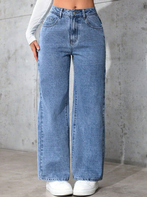 VBEAUTI Women Comfort Straight Fit High-Rise Light Fade Stretchable Jeans