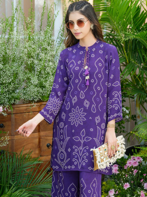 Sangria Women Printed Kurta with Palazzo Co-ord Set - Image 2