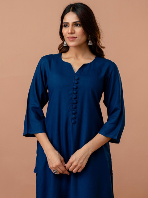 Anouk Women Solid V Neck Straight Kurtas - Image 2