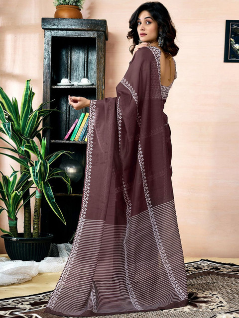 SANISA Floral Printed Ready To Wear Saree With Unstiched Blouse - Image 3