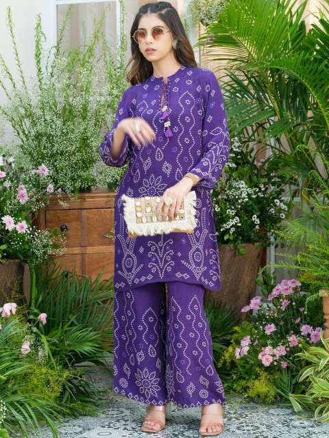 Sangria Women Printed Kurta with Palazzo Co-ord Set - Image 5