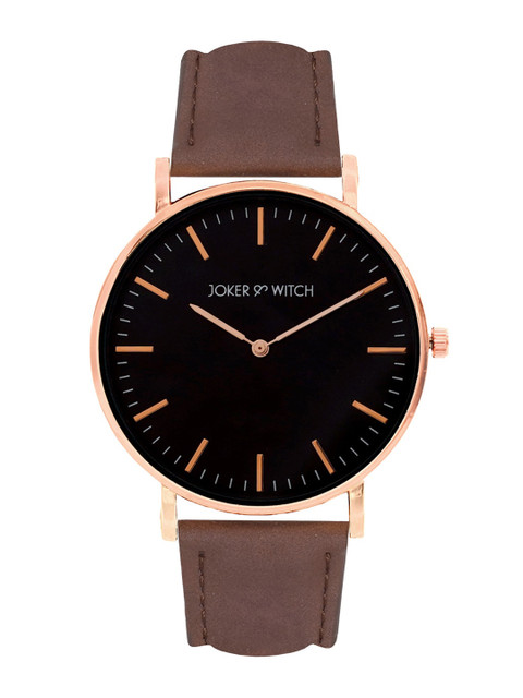 JOKER & WITCH Women Black Dial & Brown Straps Analogue Watch AMWW451