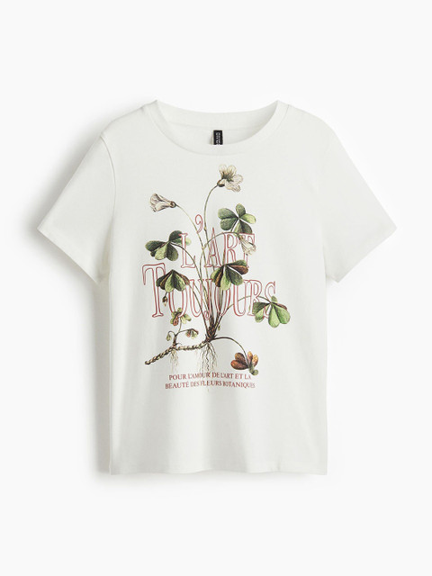H&M Women White Cotton T-shirt