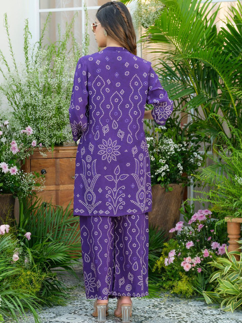 Sangria Women Printed Kurta with Palazzo Co-ord Set - Image 4