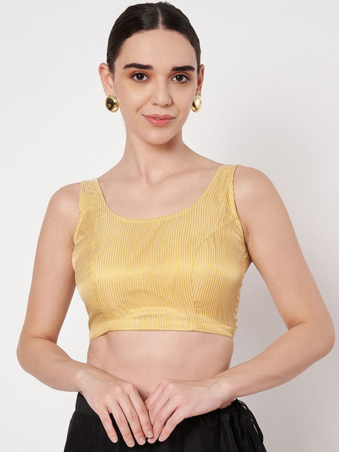 studio rasa Women Vertical Stripes Striped Scoop Neck Sleeveless Blouson Crop Top