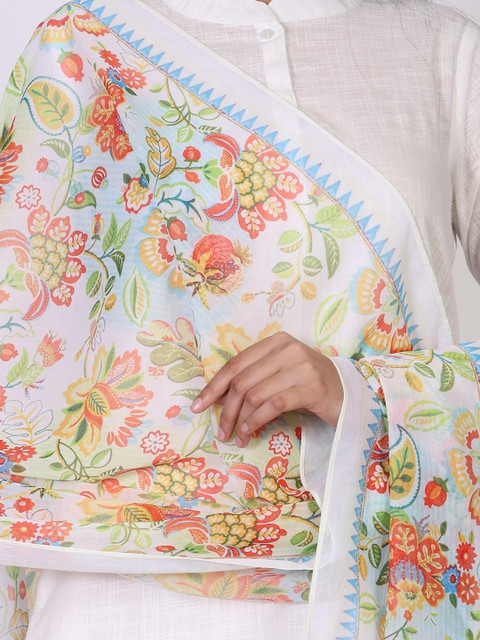 AURELIA Floral Printed Chiffon Dupatta - Image 2