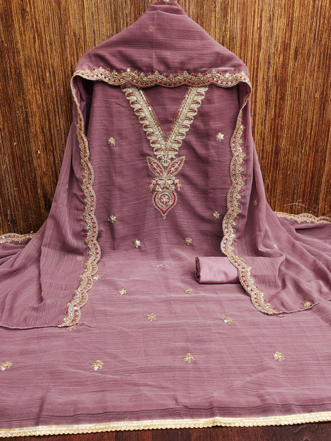 KALINI Embroidered Silk Blend Unstitched Dress Material Dress Material