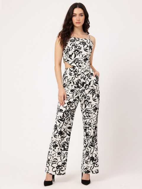 DressBerry Wanderlust Wear Monochrome Floral Print Tie-Up Back Top Co-Ords