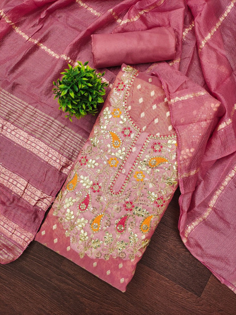 KALINI Embroidered Cotton Blend Unstitched Dress Material Dress Material - Image 2