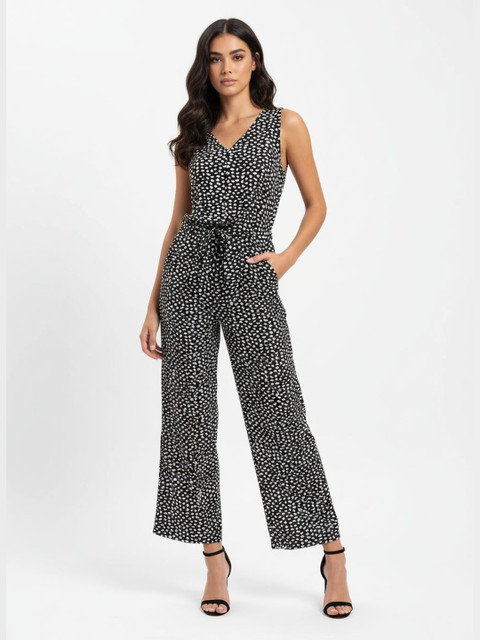 DressBerry Abstract Printed Basic Monochrome Jumpsuit