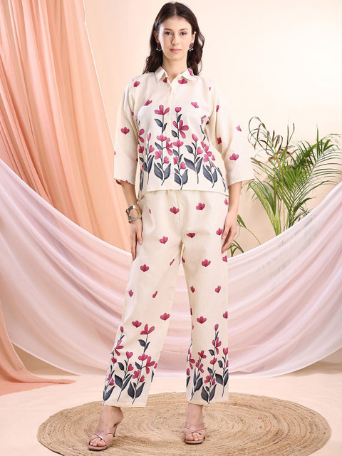 Kahara Printed Shirt Collar Shirt With Trousers