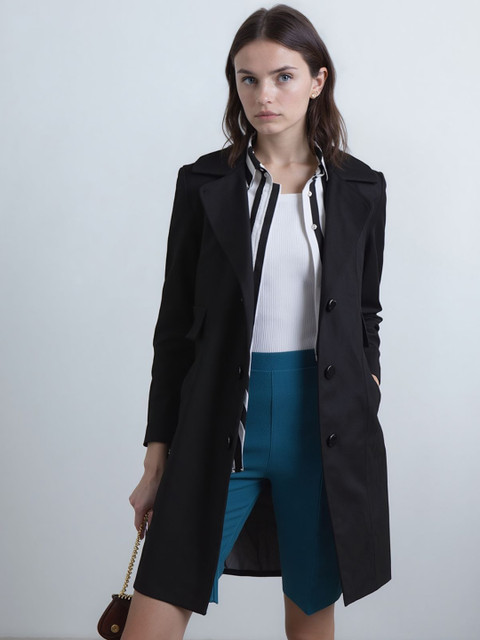 all about you Women Notched Lapel Longline Overcoat