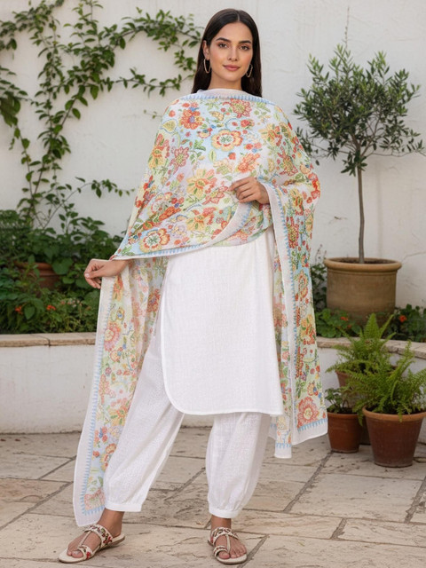 AURELIA Floral Printed Chiffon Dupatta