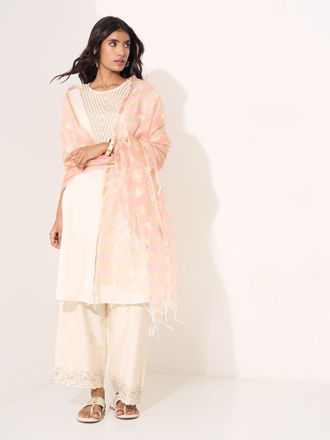 RANGMANCH BY PANTALOONS Striped Zari Dupatta