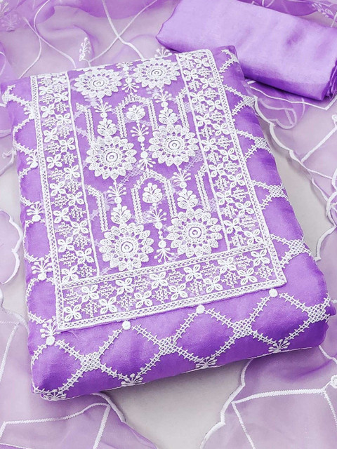 Peachmode Embroidered Organza Unstitched Dress Material Dress Material