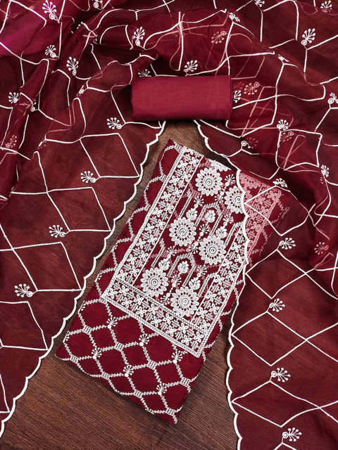 Peachmode Floral Embroidered Unstitched Dress Material