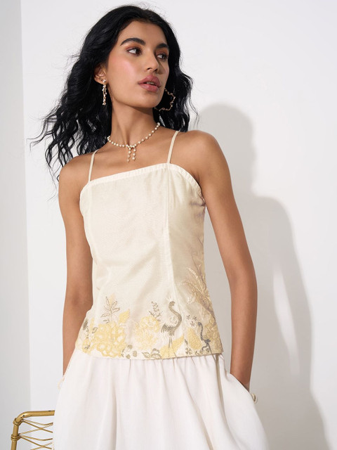 AKKRITI BY PANTALOONS Women Embroidered Fitted Top