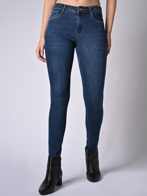 Kraus Jeans Women Skinny Fit High-Rise Light Fade Stretchable Jeans