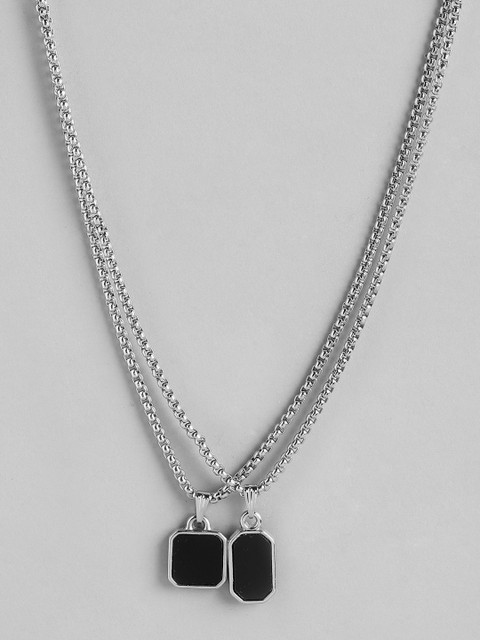 PARIS HAMILTON Set of 2 Silver-Plated Geometric Pendant with Chain
