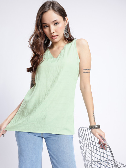 Anouk Rustic Horizontal Striped V-Neck Straight Kurti