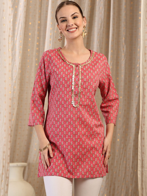 House Of Zelena Women Ethnic Printed Cotton Maternity Nursing Top