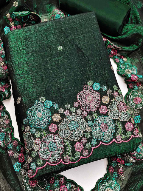 Peachmode Embroidered Cotton Blend Unstitched Dress Material Dress Material