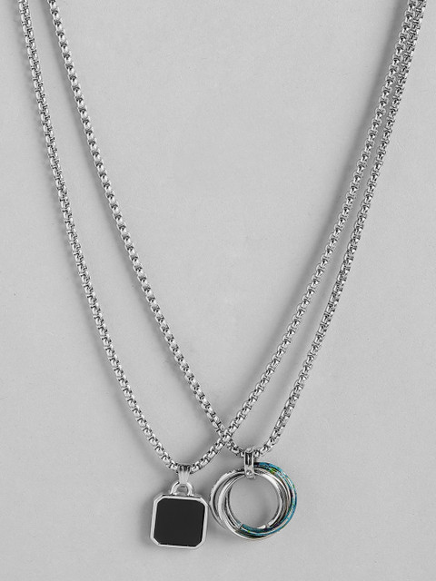 PARIS HAMILTON Set of 2 Silver-Plated Geometric Pendants with Chains