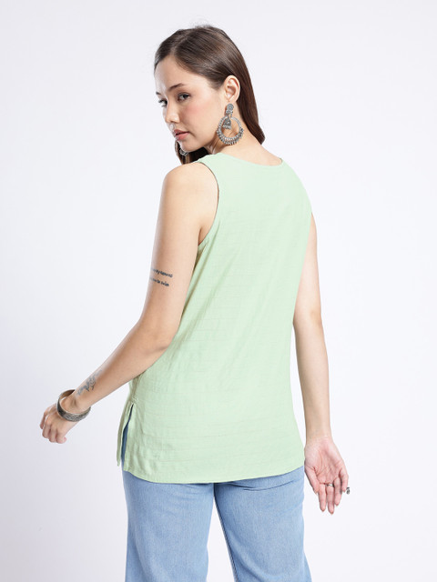 Anouk Rustic Horizontal Striped V-Neck Straight Kurti - Image 6