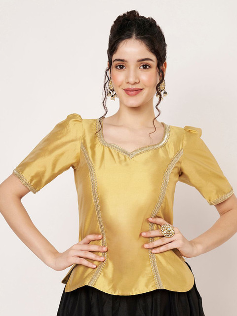 studio rasa Women Gota Patti Embellished Blouson Top