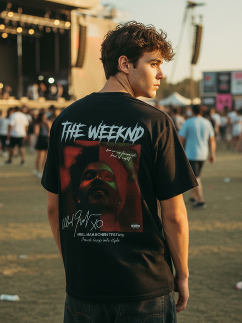 PRONK Men Graphic Printed Round Neck Cotton Oversized T-shirt