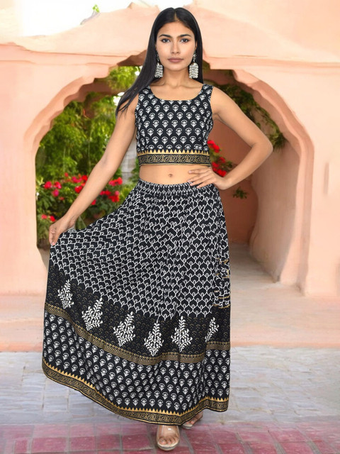 JAIPUR HAND BLOCK Printed Sleeveless Ready to Wear Lehenga & Choli