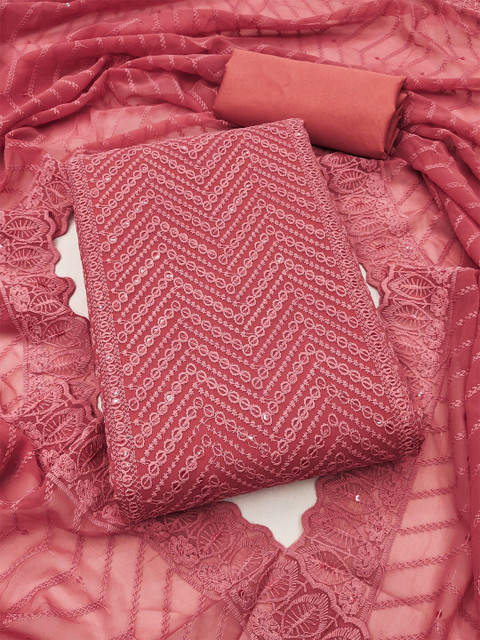 Nayanthara Trends Geometric Lucknowi Chikankari Embroidered Unstitched Dress Material