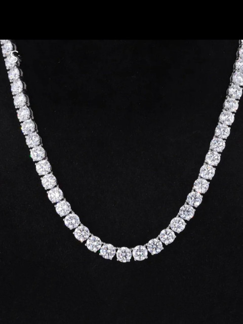 V FASHION JEWELLERY Stainless Steel Silver-Plated CZ Studded Statement Necklace & Chains