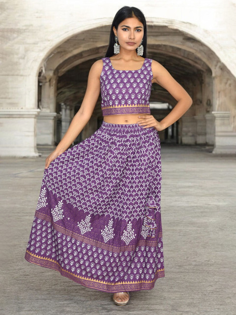 JAIPUR HAND BLOCK Printed Sleeveless Ready to Wear Lehenga & Choli