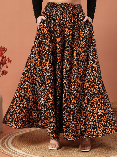 ZWERLON Women Animal Printed Flared Palazzos