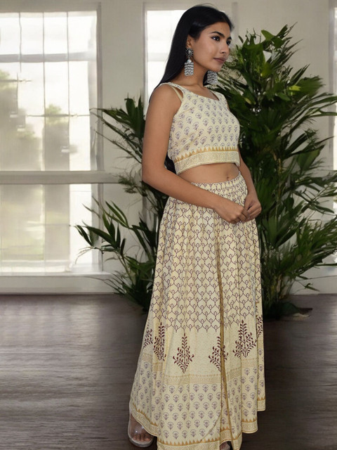 JAIPUR HAND BLOCK Printed Sleeveless Ready to Wear Lehenga & Choli - Image 3