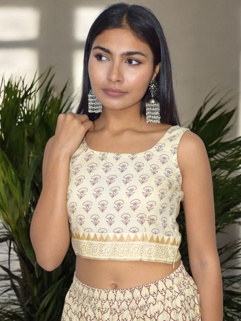 JAIPUR HAND BLOCK Printed Sleeveless Ready to Wear Lehenga & Choli - Image 5