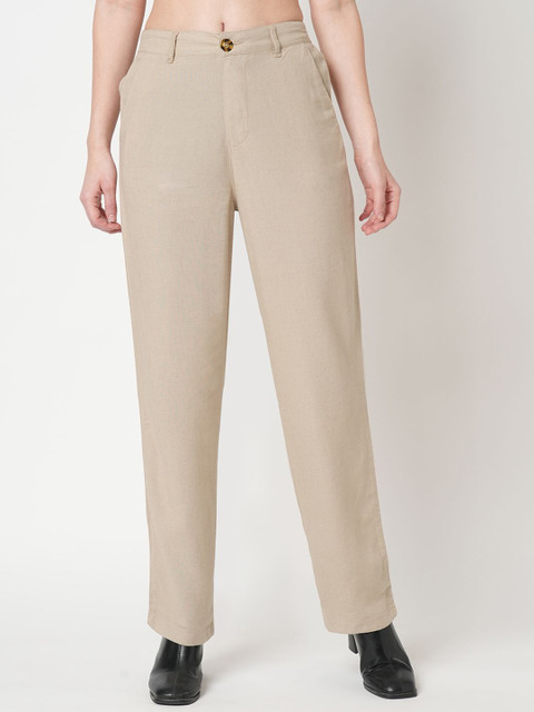 Kraus Jeans Women Straight Fit High-Rise Trousers