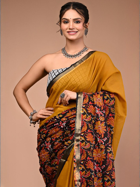 Moda Rapido Floral Pure Cotton Handloom Ikat Saree