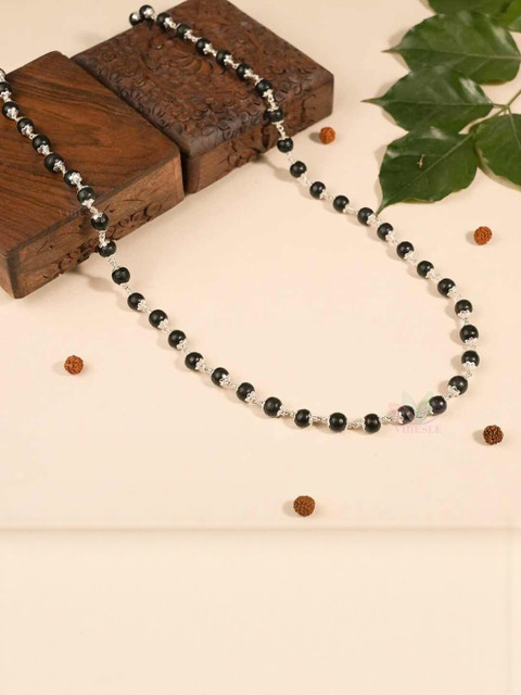 VIBESLE Unisex Black 8mm 54 Beads Natural Karungali Mala