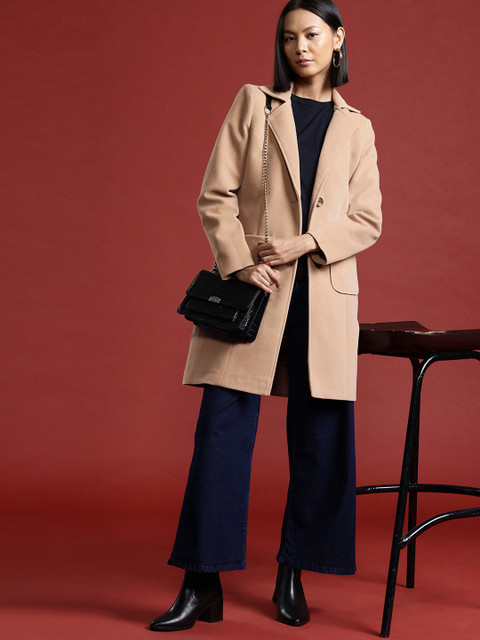 all about you Single-Breasted Suede Longline Overcoat