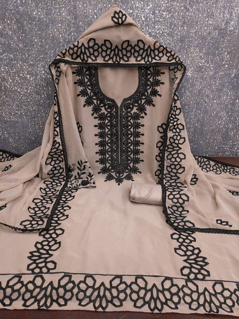 HMP Fashion Floral Embroidered Thread Work Unstitched Dress Material