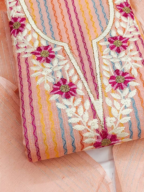 LeeliPeeri Designer Floral Embroidered Unstitched Dress Material - Image 4