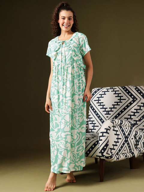 Clovia Women Printed Maxi Regular Nightdress