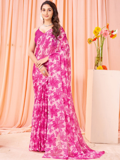 Garden Vareli Nara Floral Printed Pure Chiffon Saree