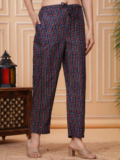 CELEBRAVO Floral Printed V-Neck A-Line shaped Empire Maternity Kurta With Trousers - Image 7