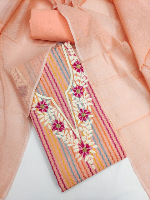 LeeliPeeri Designer Floral Embroidered Unstitched Dress Material