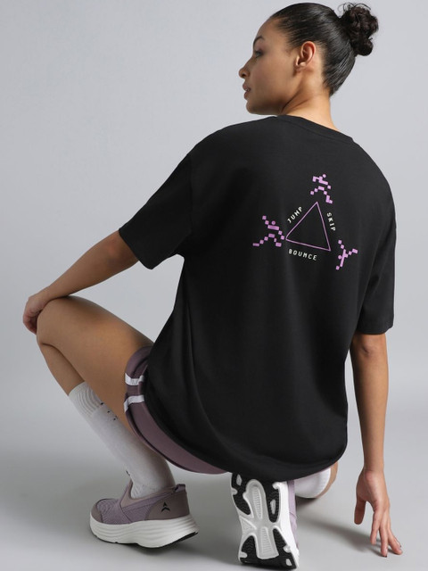 CULT Women Black Move Oversized T-shirt